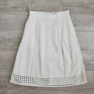 LOFT White Eyelet Pencil Skirt with Pockets